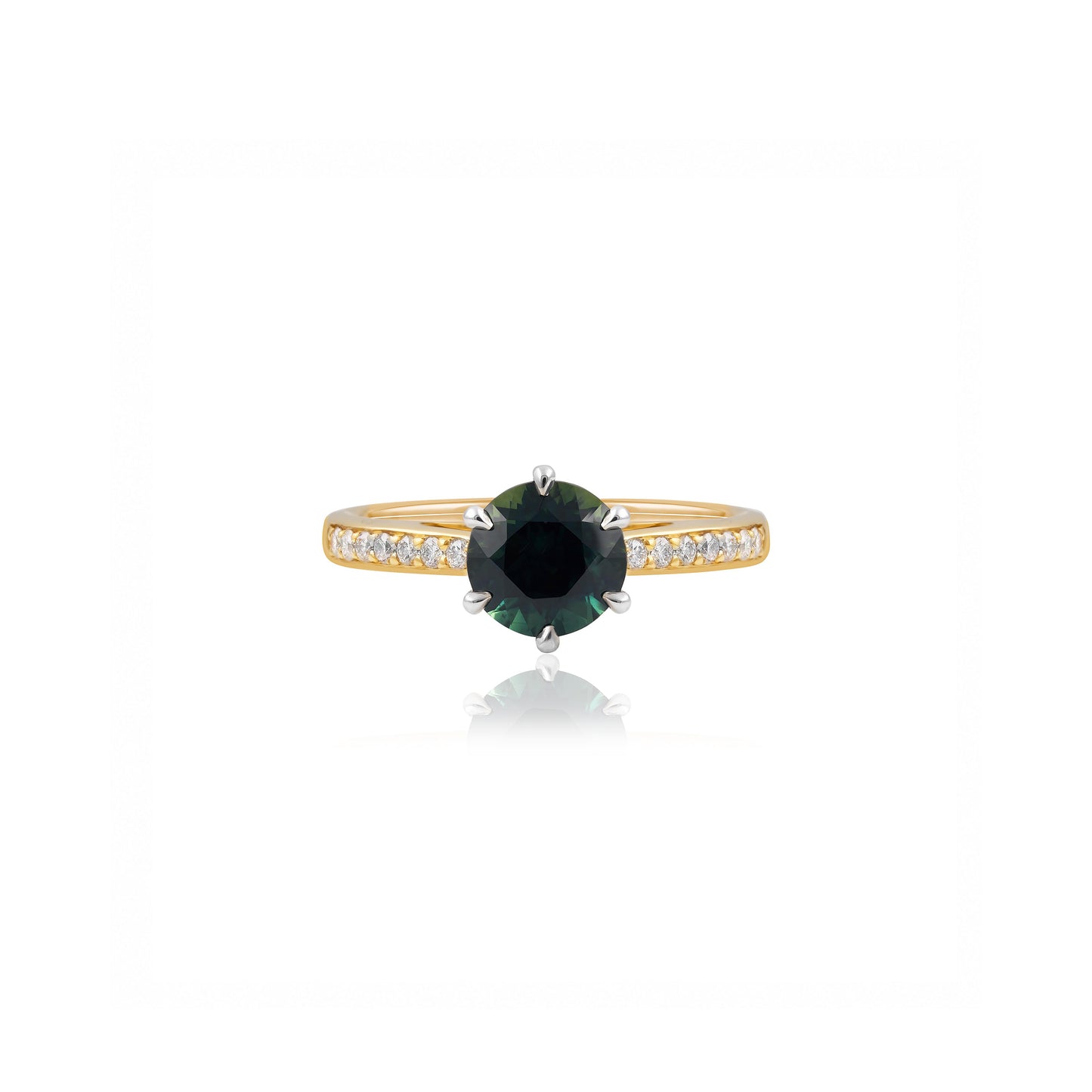 1.75ct Teal Sapphire Two-Tone Engagement Ring