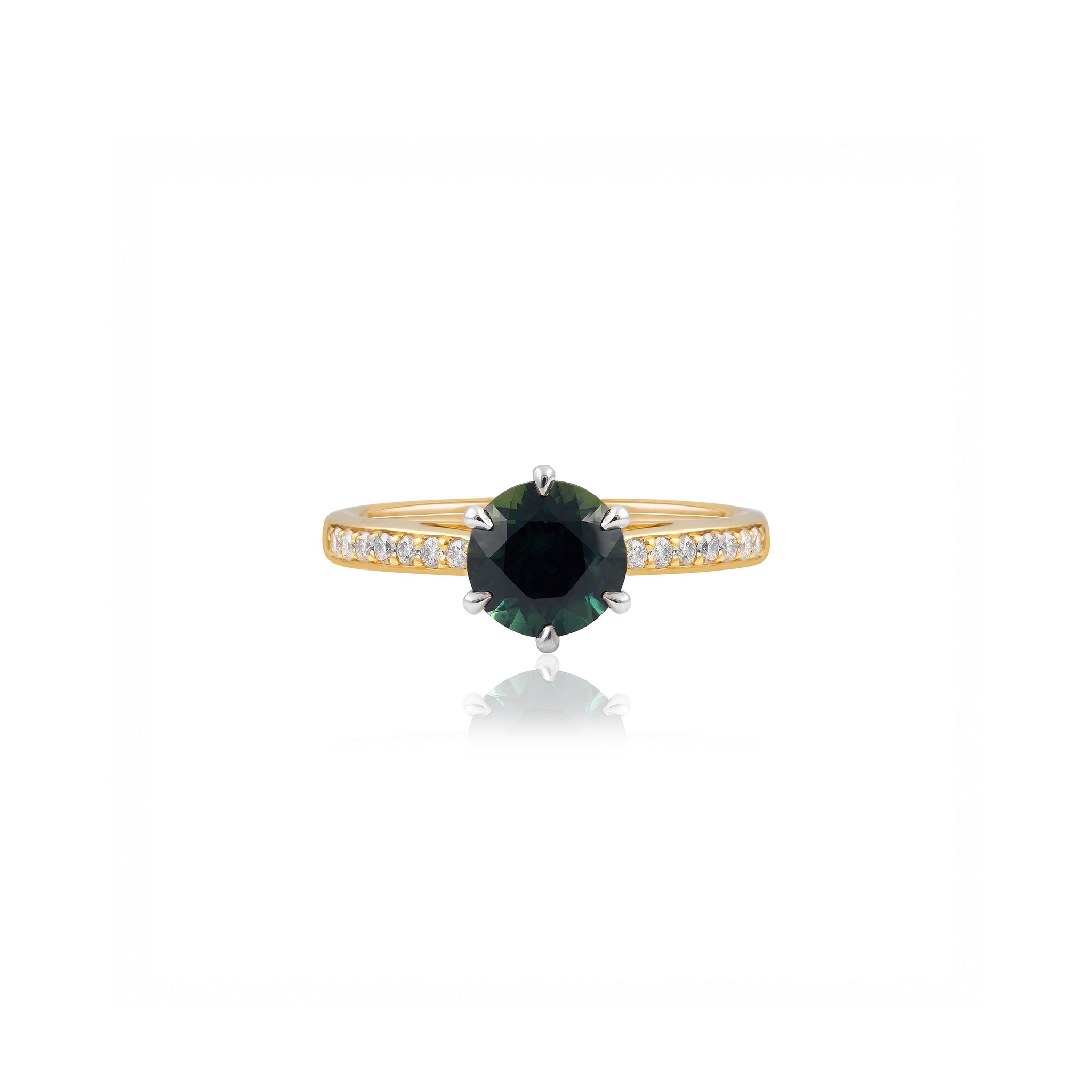 1.75ct Teal Sapphire Two-Tone Engagement Ring
