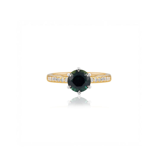 1.75ct Teal Sapphire Two-Tone Engagement Ring