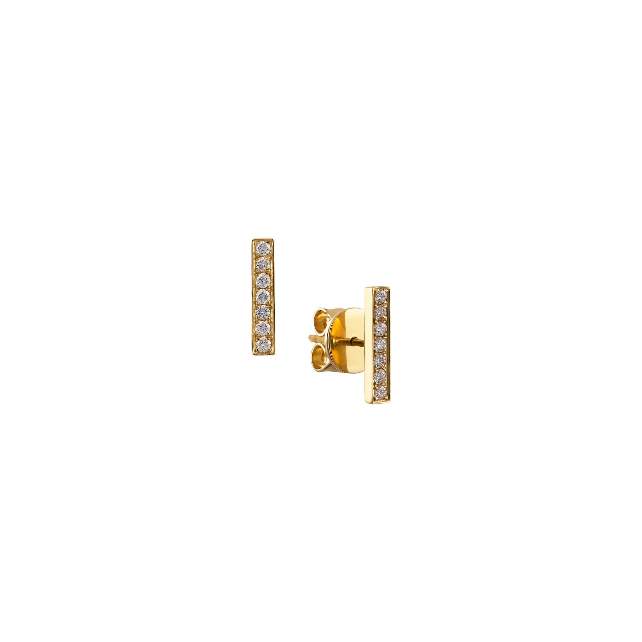 10ct Yellow Gold Diamond Bar Stud Earrings