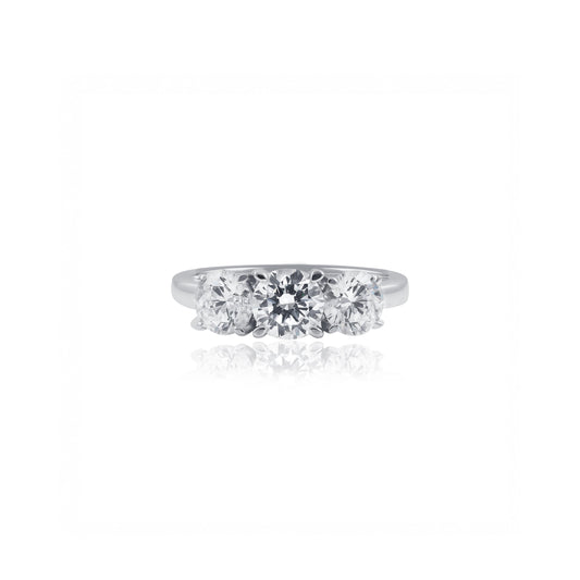 14ct White Gold Round Trilogy Engagement Ring
