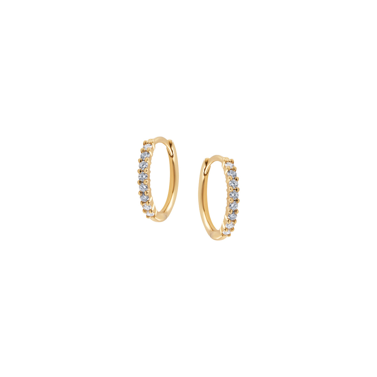 14ct Yellow Gold Diamond Huggie Earrings
