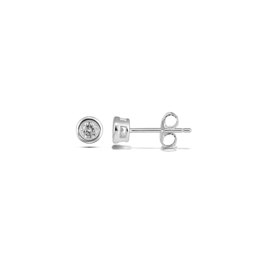 18ct White Gold Bezel Set Diamond Stud Earrings