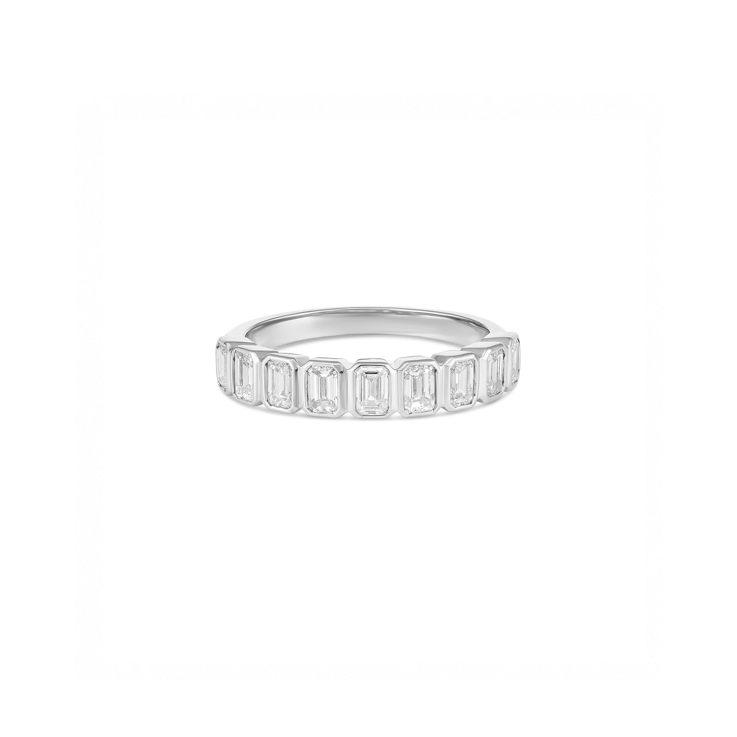 18ct White Gold Emerald Cut Diamond Wedding Ring