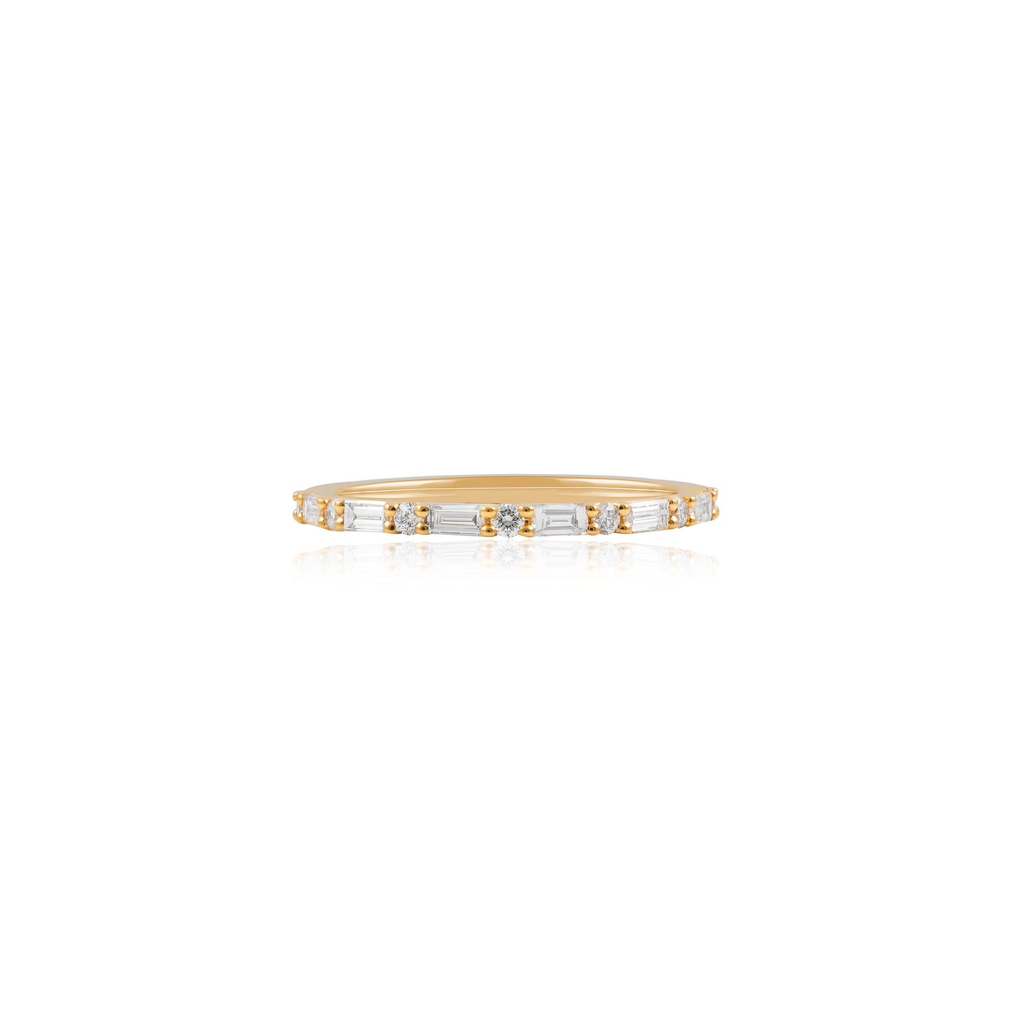 18ct Yellow Gold Baguette & Round Diamond Wedding Ring