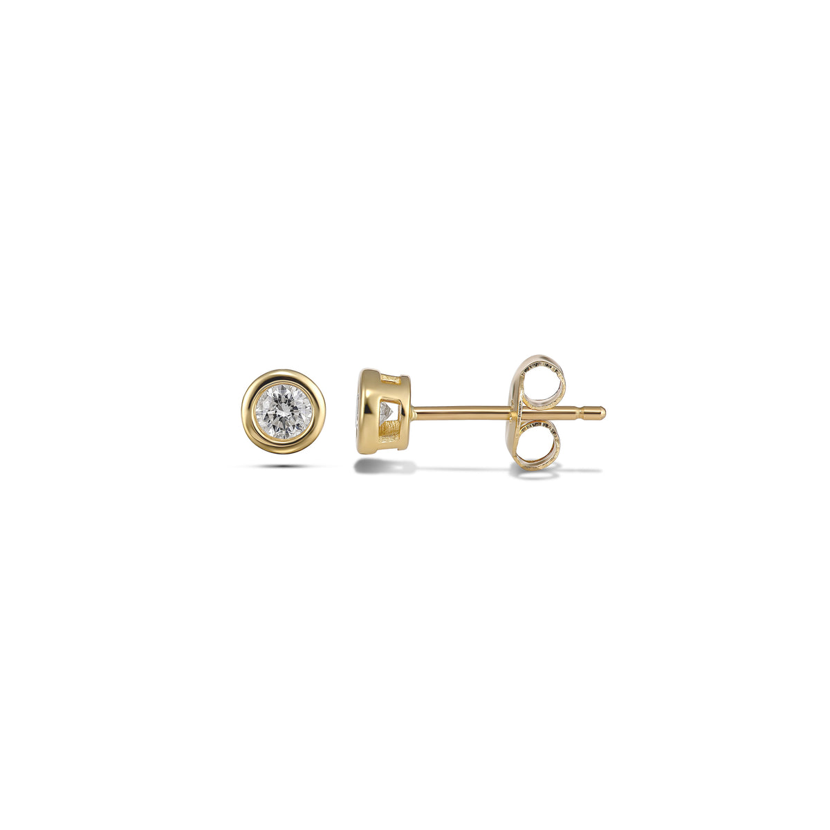 18ct Yellow Gold Bezel Set Diamond Stud Earrings