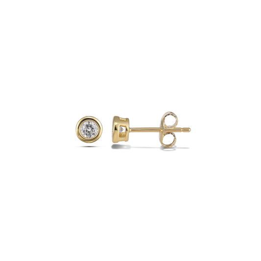 18ct Yellow Gold Bezel Set Diamond Stud Earrings