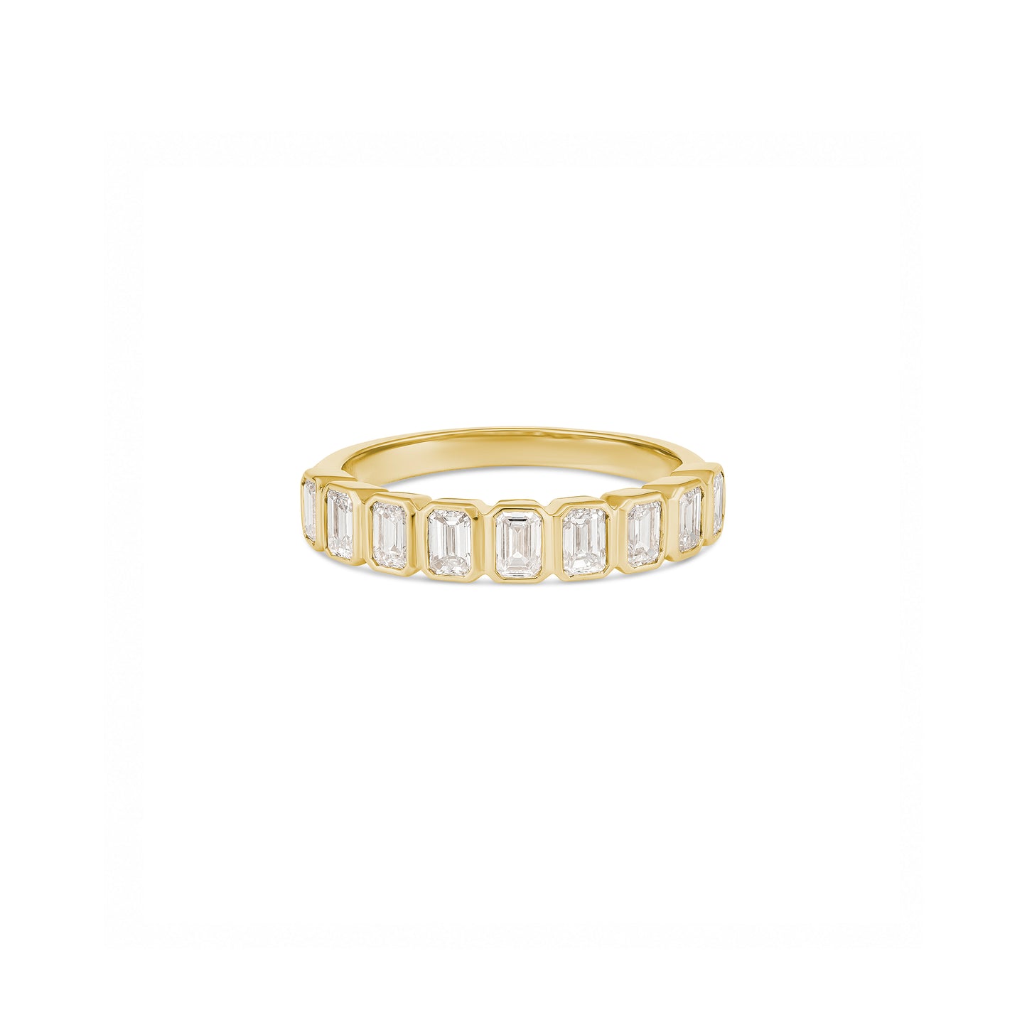 18ct Yellow Gold Emerald Cut Lab-Grown Diamond Bezel Set Ring