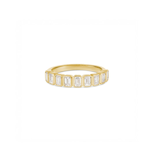 18ct Yellow Gold Emerald Cut Lab-Grown Diamond Bezel Set Ring