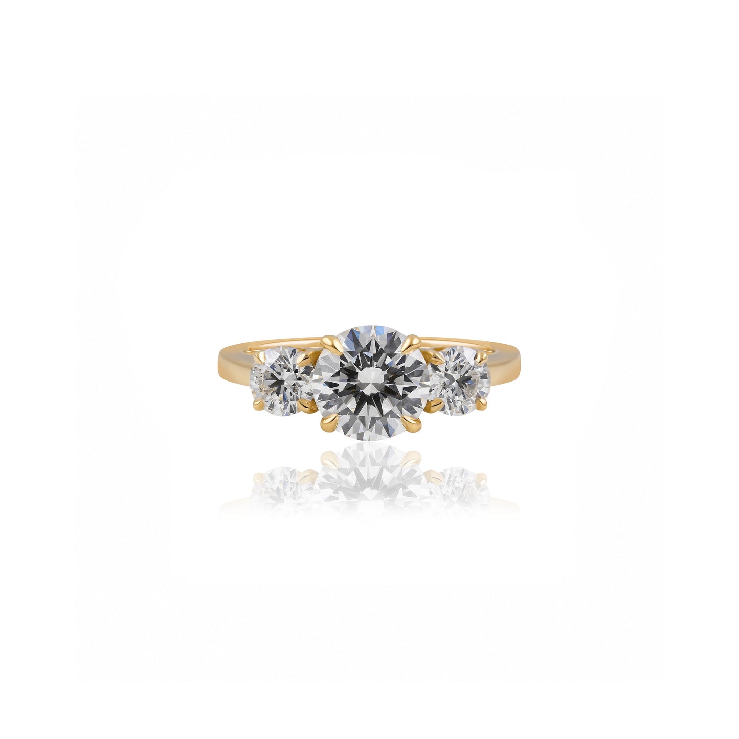 18ct Yellow Gold Round Brilliant Lab-Grown Diamond Trilogy Engagement Ring