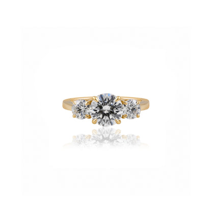 18ct Yellow Gold Round Brilliant Lab-Grown Diamond Trilogy Engagement Ring