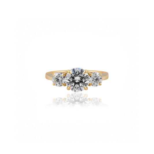 18ct Yellow Gold Round Brilliant Lab-Grown Diamond Trilogy Engagement Ring
