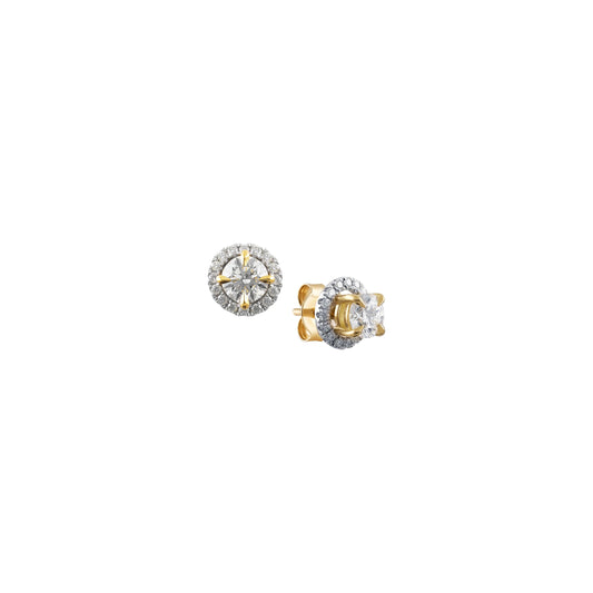 18ct Yellow Gold & Platinum Diamond Stud and Halo Jacket Earrings