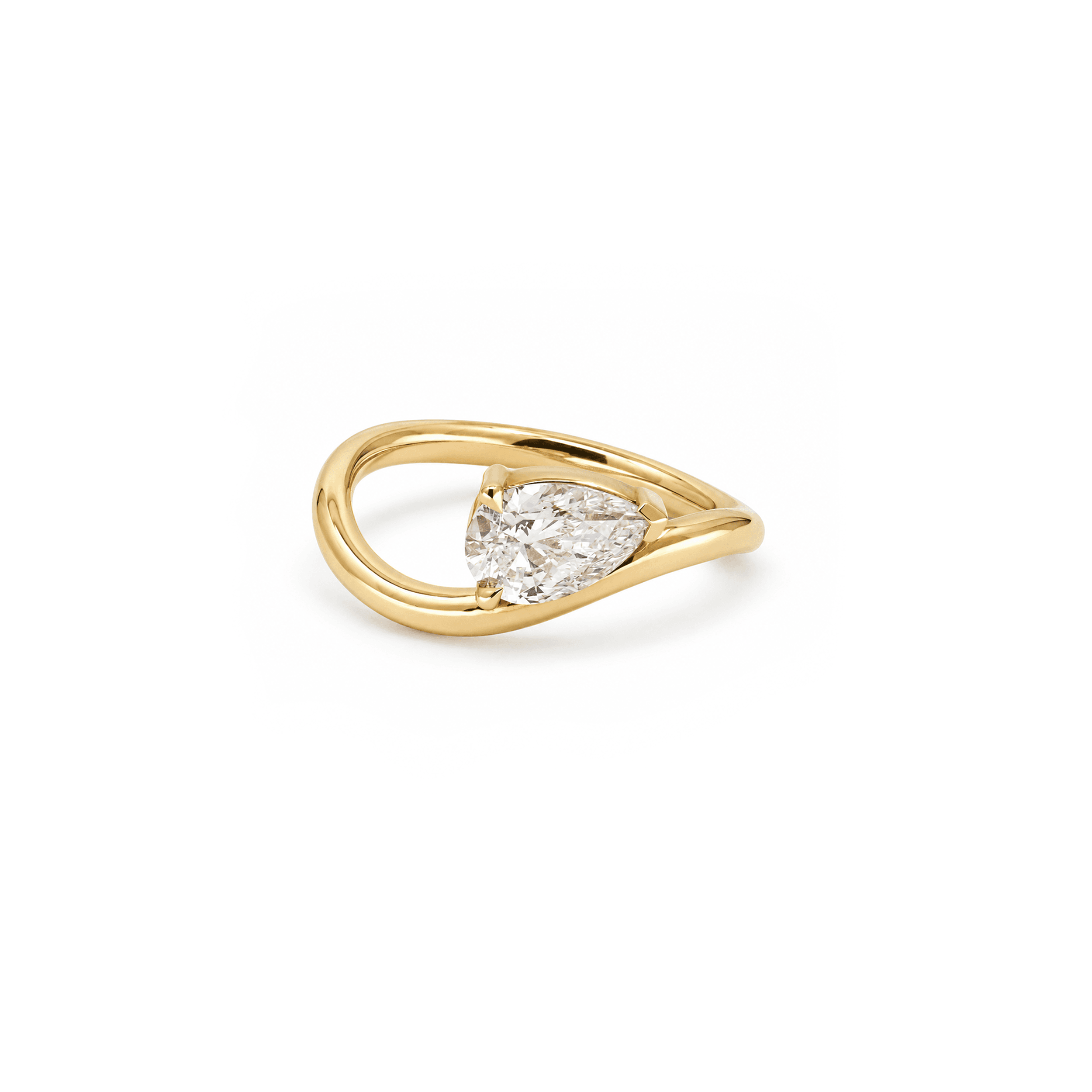0.70ct East-West Pear Diamond Curved Ring