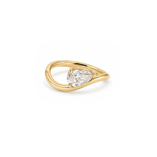 0.70ct East-West Pear Diamond Curved Ring