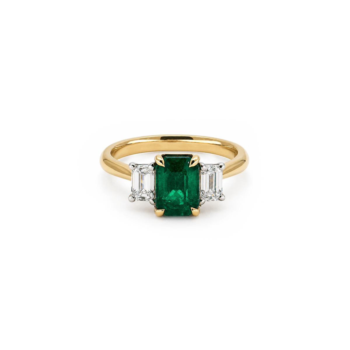1.63ct Zambian Emerald & Diamond Trilogy Ring