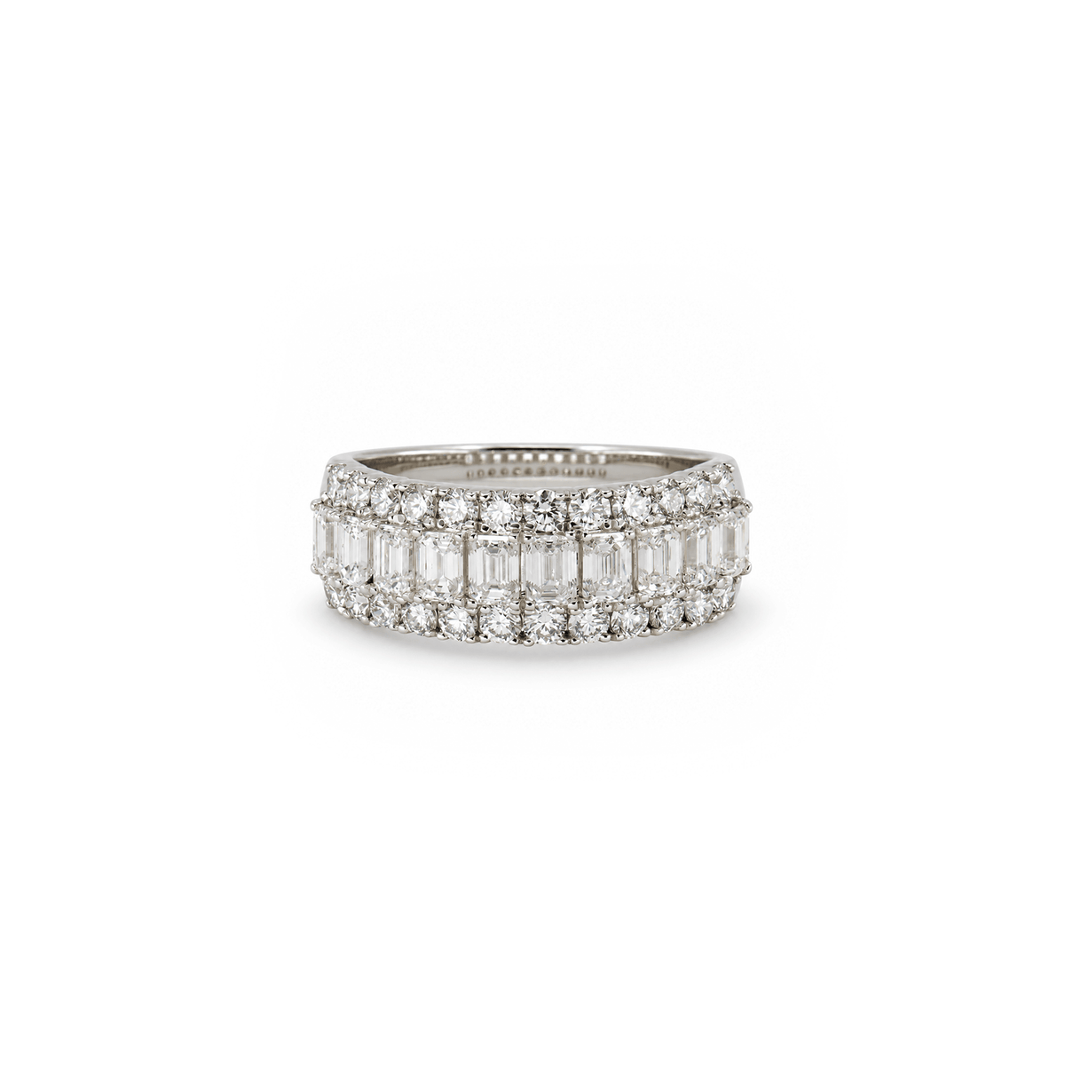 18ct Emerald Cut & Round Diamond Dress Ring