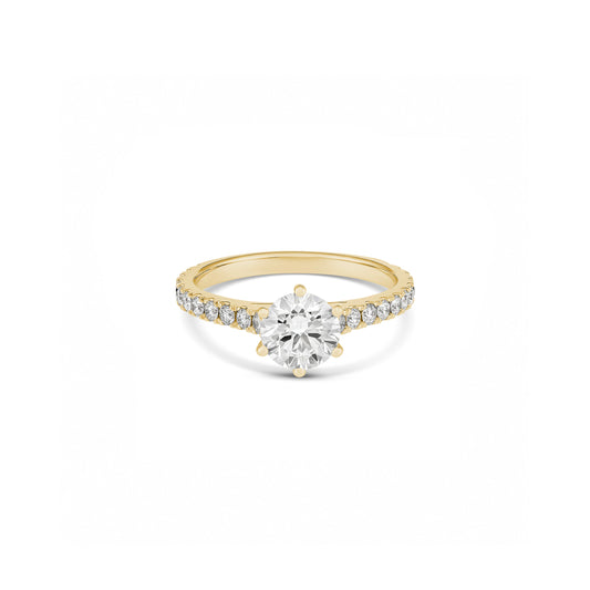 1ct Round Brilliant Lab-Grown Diamond Engagement Ring with Pavé Band