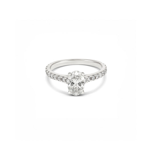 1ct Oval Solitaire With Pavé Band in 18ct White Gold