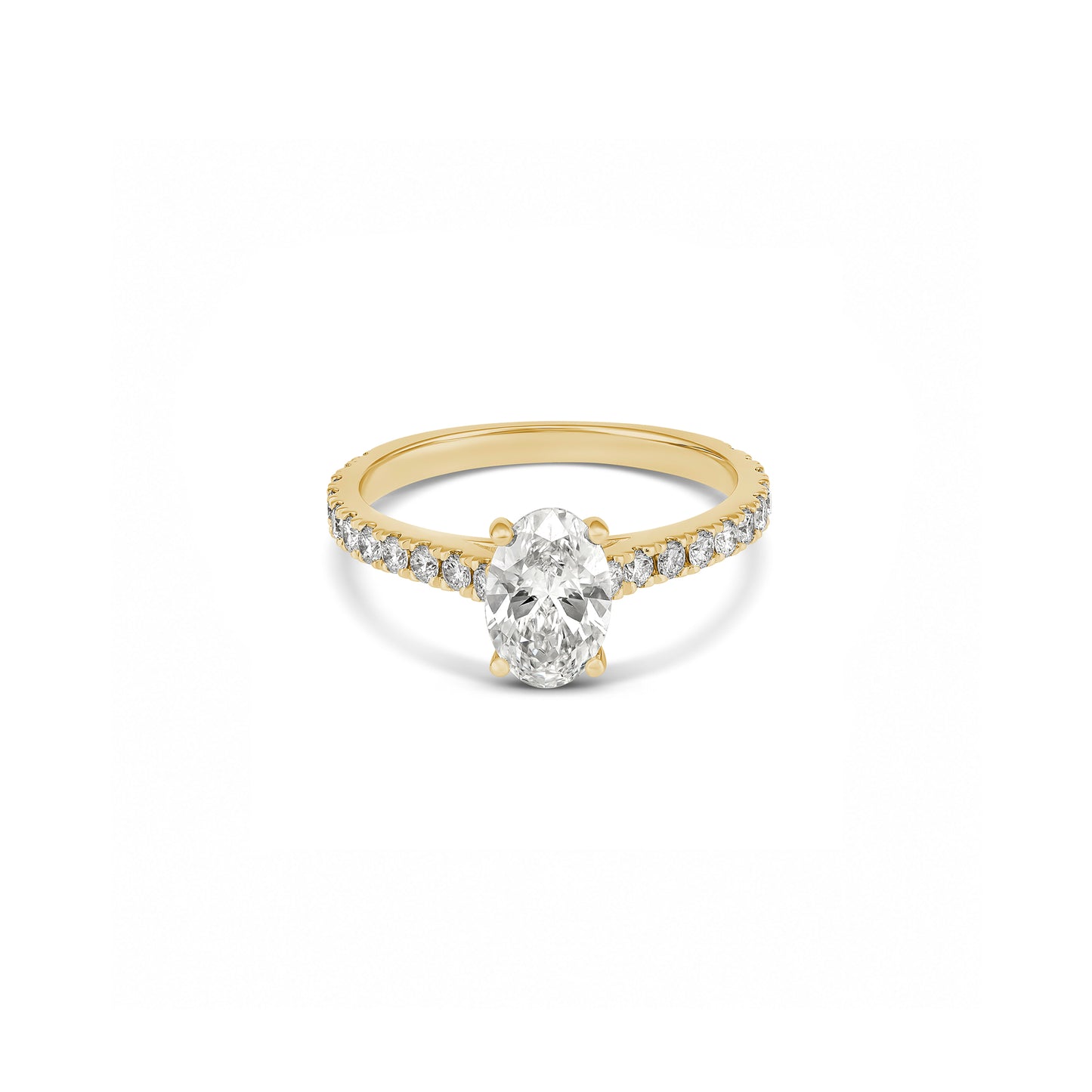 1ct Oval Solitaire Diamond With Pavé Band in 18ct Yellow Gold