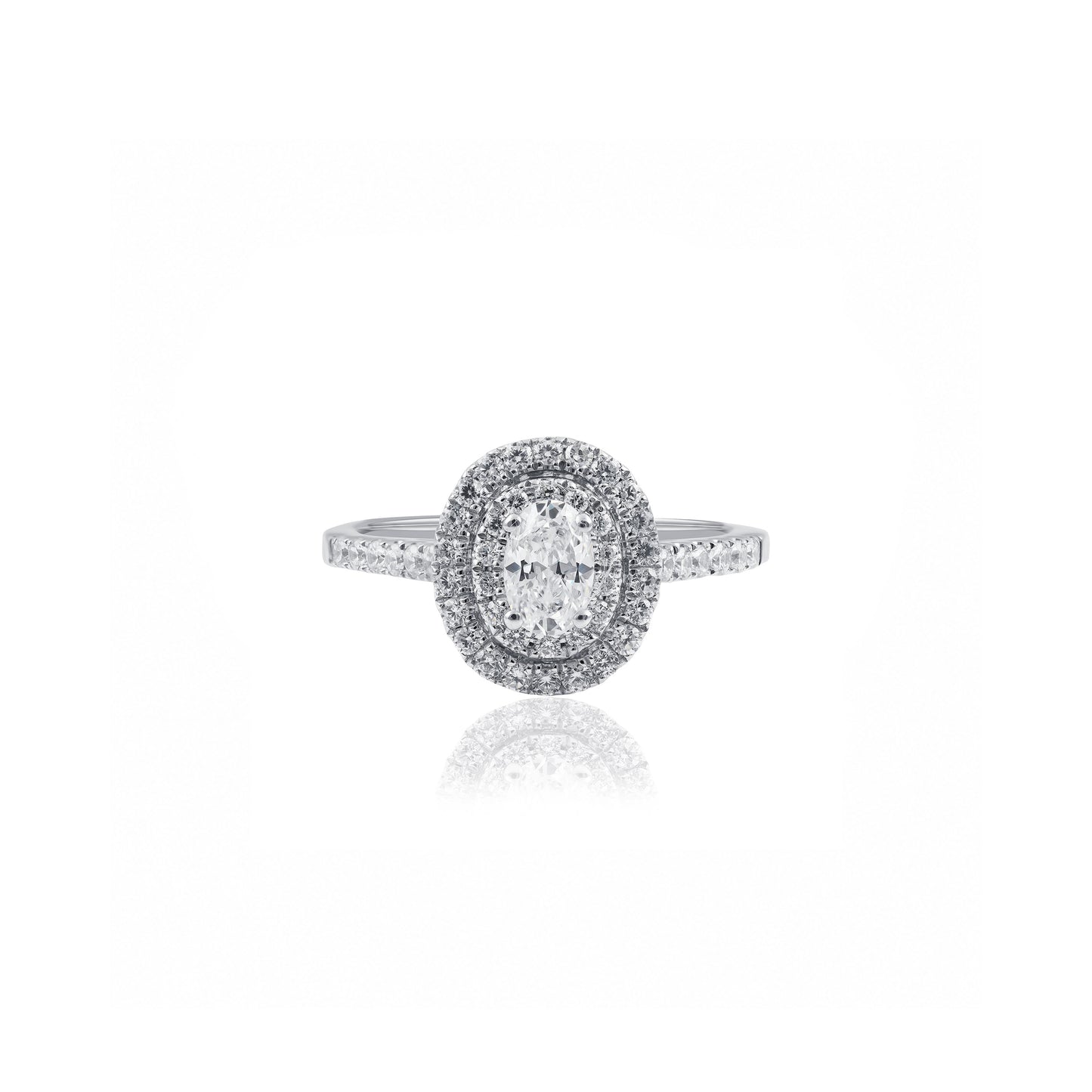 1cttw Oval Double Halo Engagement Ring in Platinum