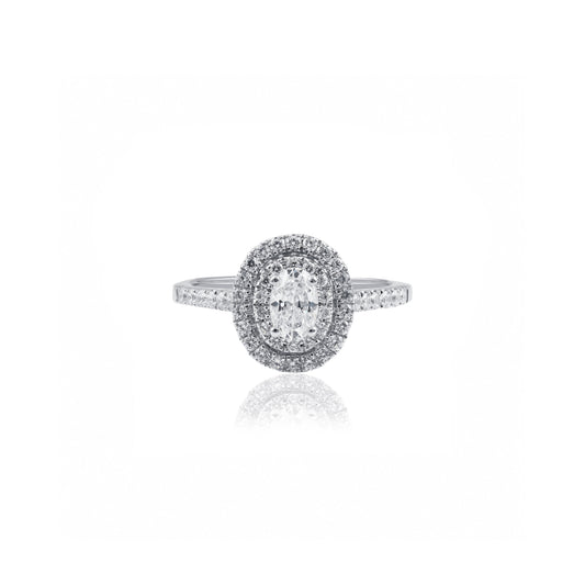 1cttw Oval Double Halo Engagement Ring in Platinum