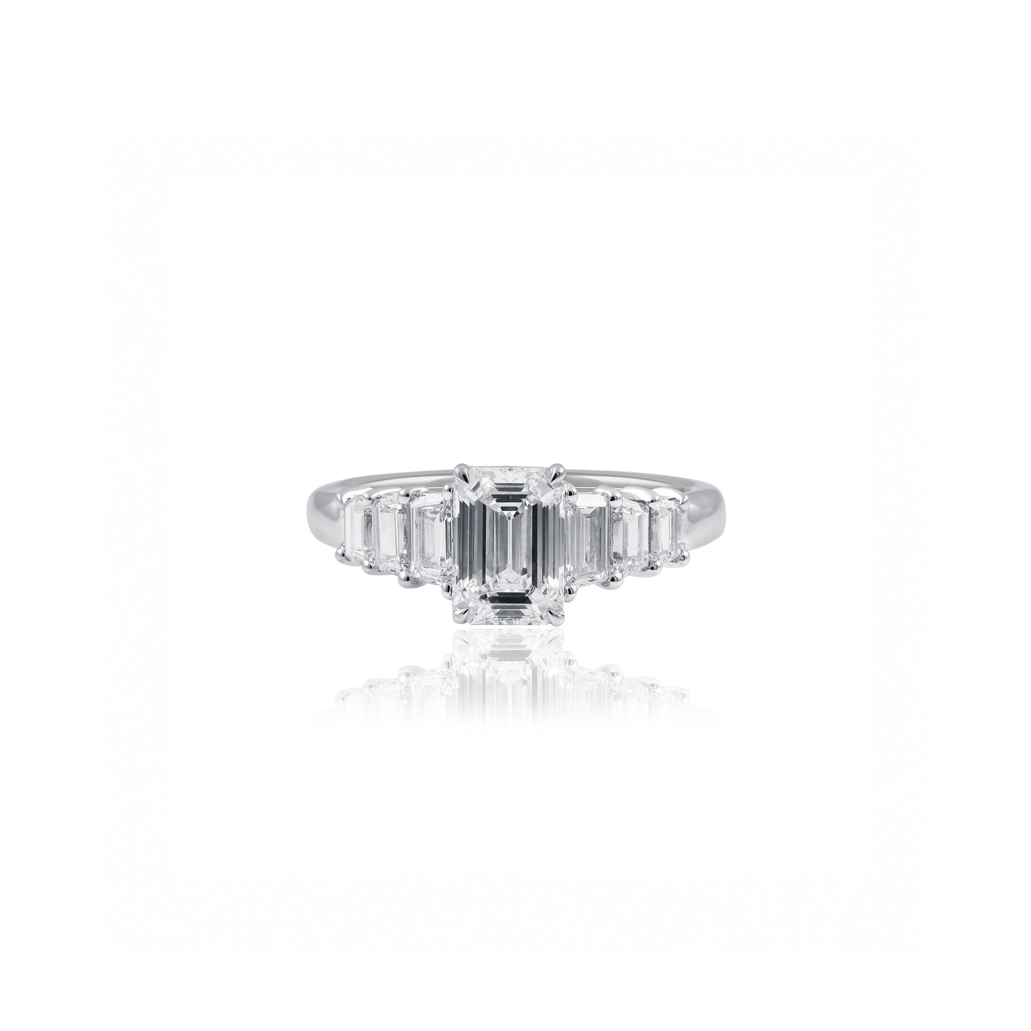 2.3cttw Emerald Cut Seven Stone Engagement Ring