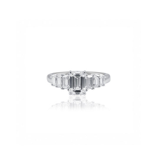 2.3cttw Emerald Cut Seven Stone Engagement Ring