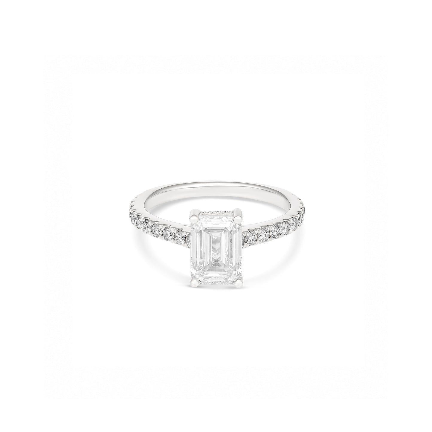 Emerald Cut Diamond Solitaire Ring in White Gold