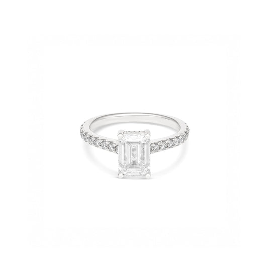 Emerald Cut Diamond Solitaire Ring in White Gold