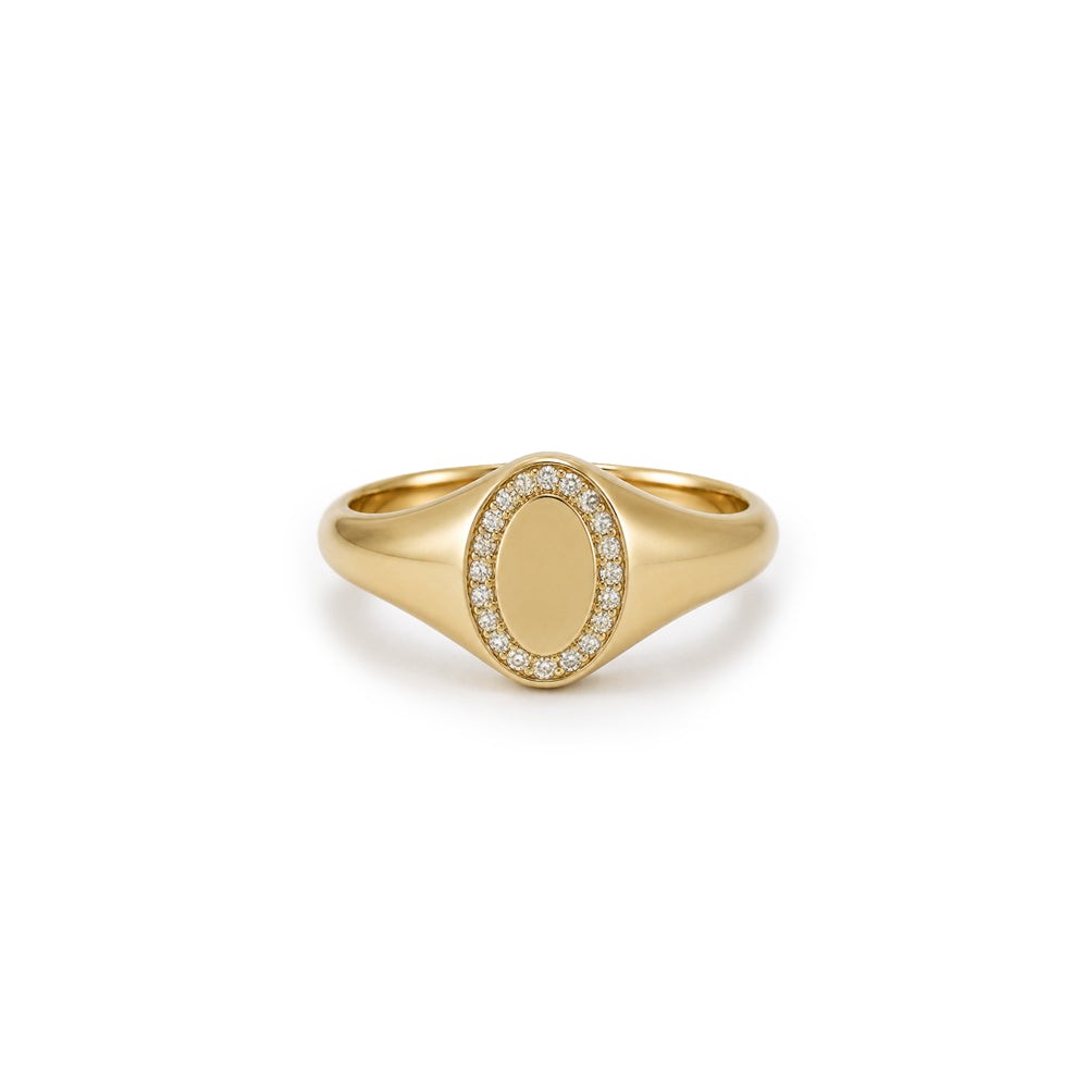 Diamond Set Oval Signet Ring