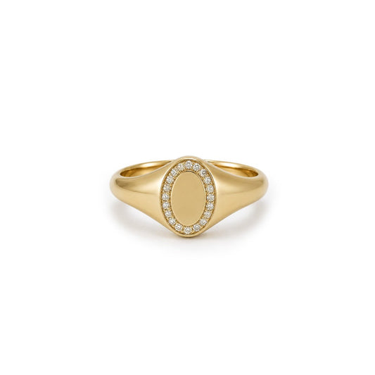 Diamond Set Oval Signet Ring