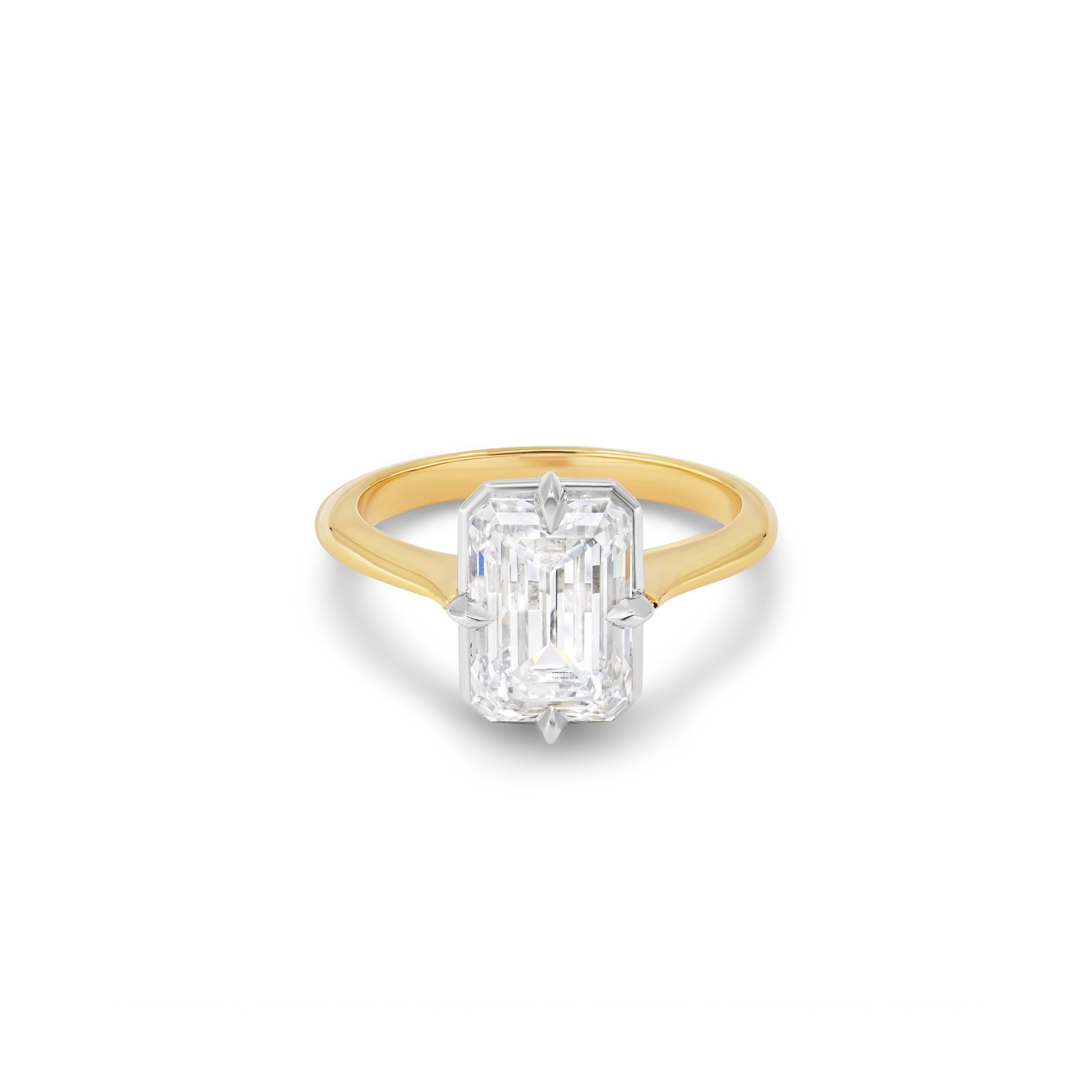 3ct Antique Inspired Compass Set Emerald Cut Diamond Engagement Ring
