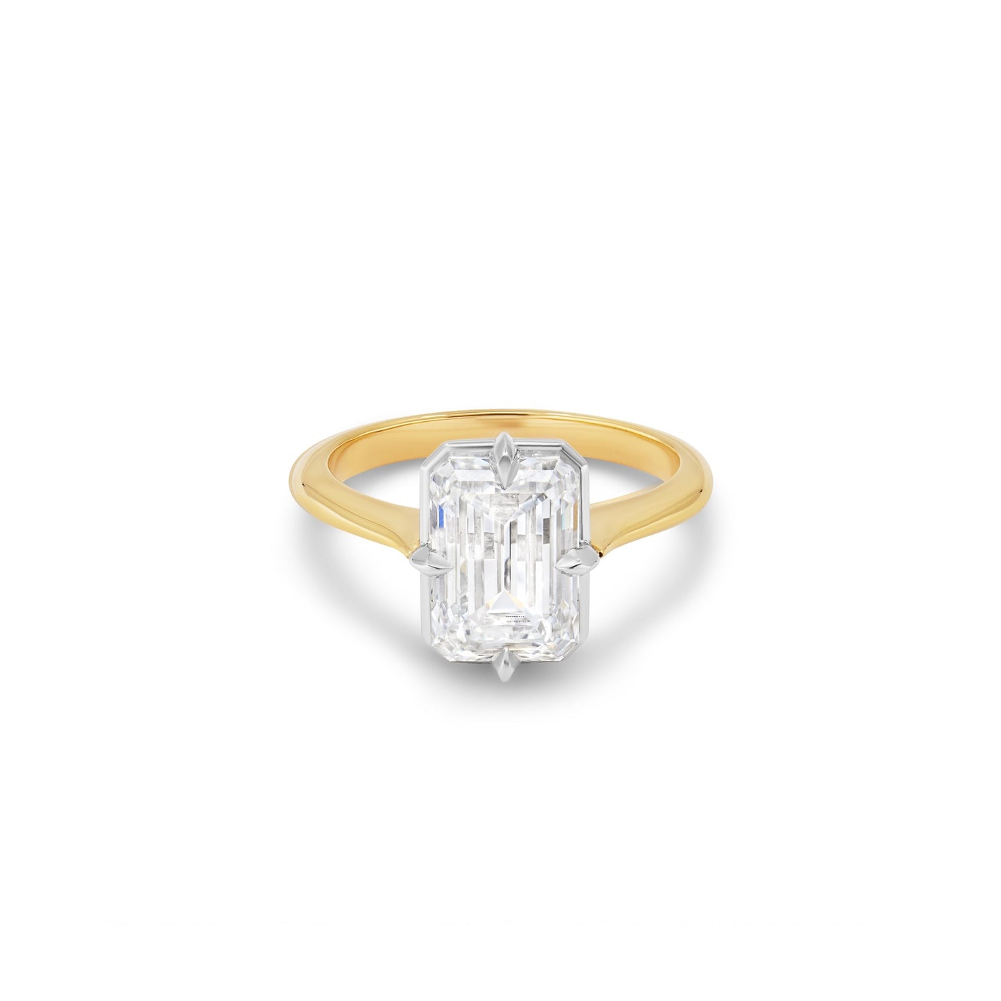 3ct Antique Inspired Compass Set Emerald Cut Diamond Engagement Ring