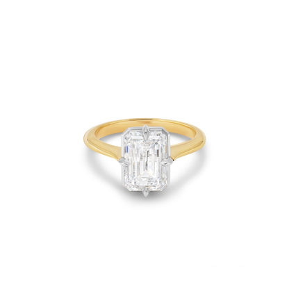 3ct Antique Inspired Compass Set Emerald Cut Diamond Engagement Ring