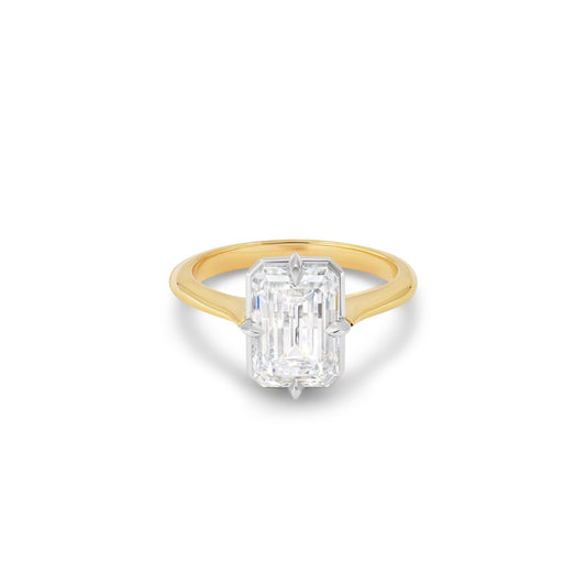 3ct Antique Inspired Compass Set Emerald Cut Diamond Engagement Ring
