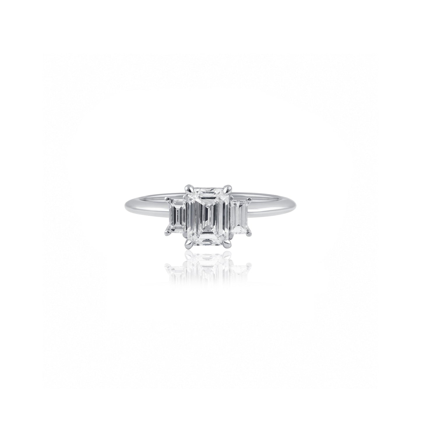 Platinum Emerald Trilogy Ring
