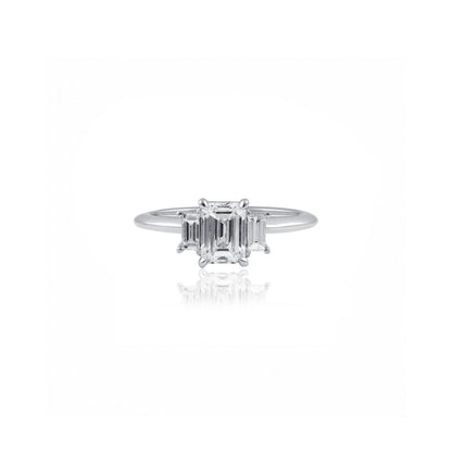 Platinum Emerald Trilogy Ring