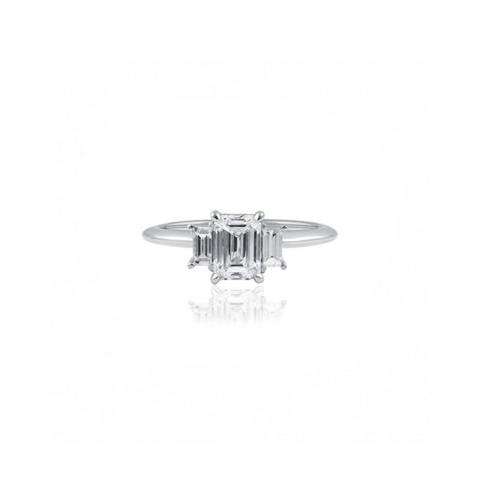 Platinum Emerald Trilogy Ring