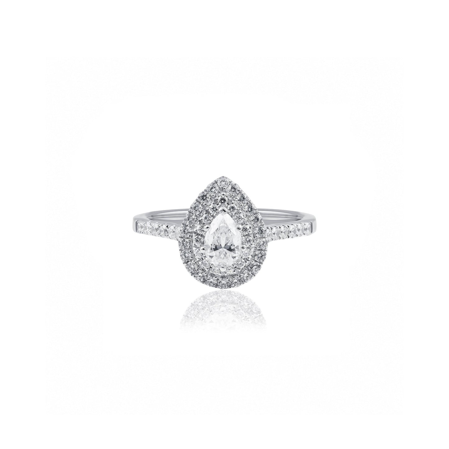 Platinum Pear Double Halo Engagement Ring