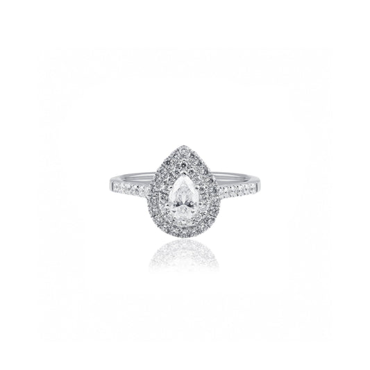 Platinum Pear Double Halo Engagement Ring