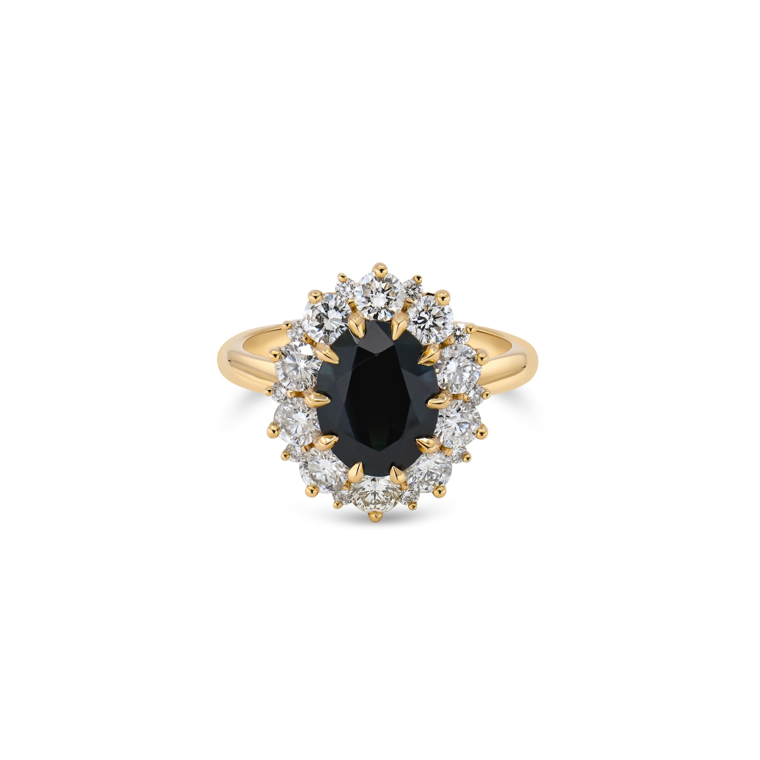 2.90ct Oval Australian Sapphire Antique Halo Ring