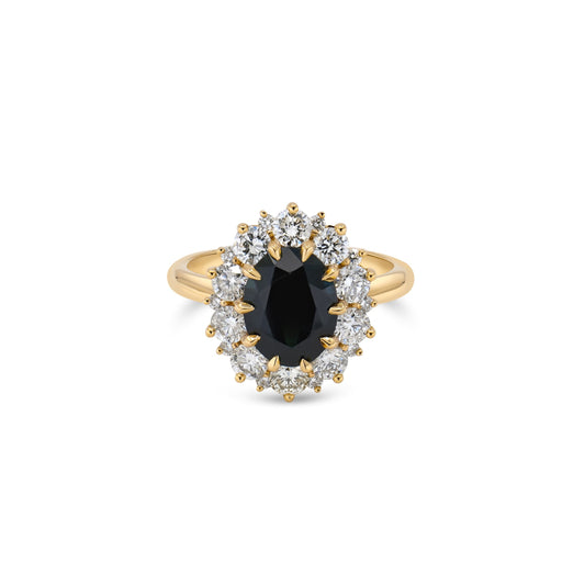 2.90ct Oval Australian Sapphire Antique Halo Ring