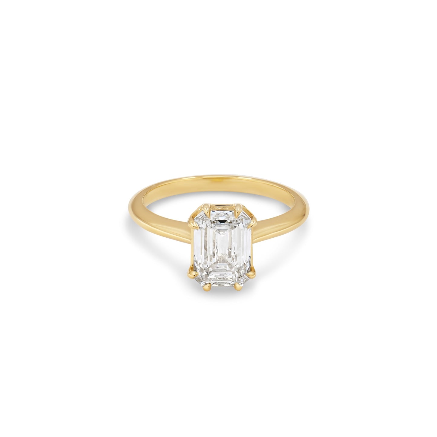 2ct Antique Style Double Claw Emerald Diamond Ring