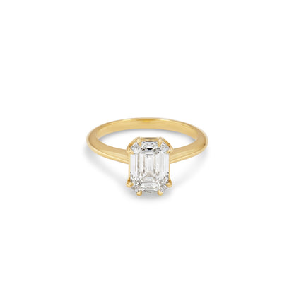 2ct Antique Style Double Claw Emerald Diamond Ring