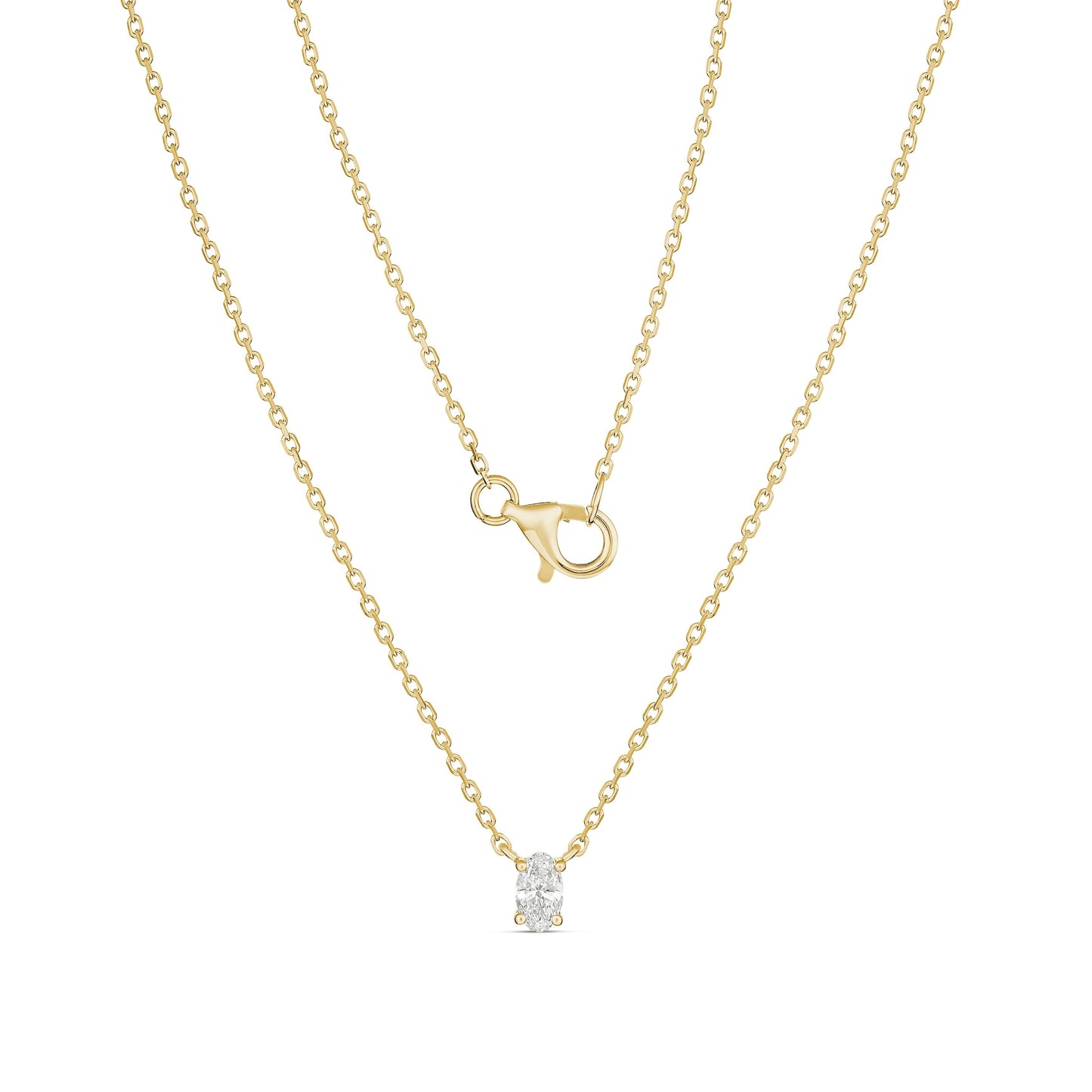 9ct Yellow Gold Oval Diamond Necklace