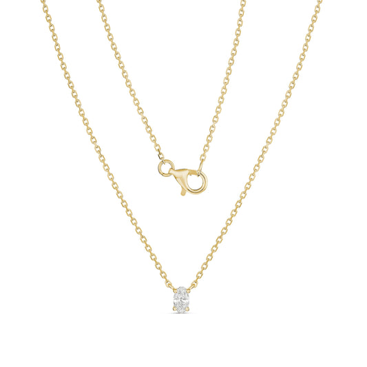 9ct Yellow Gold Oval Diamond Necklace