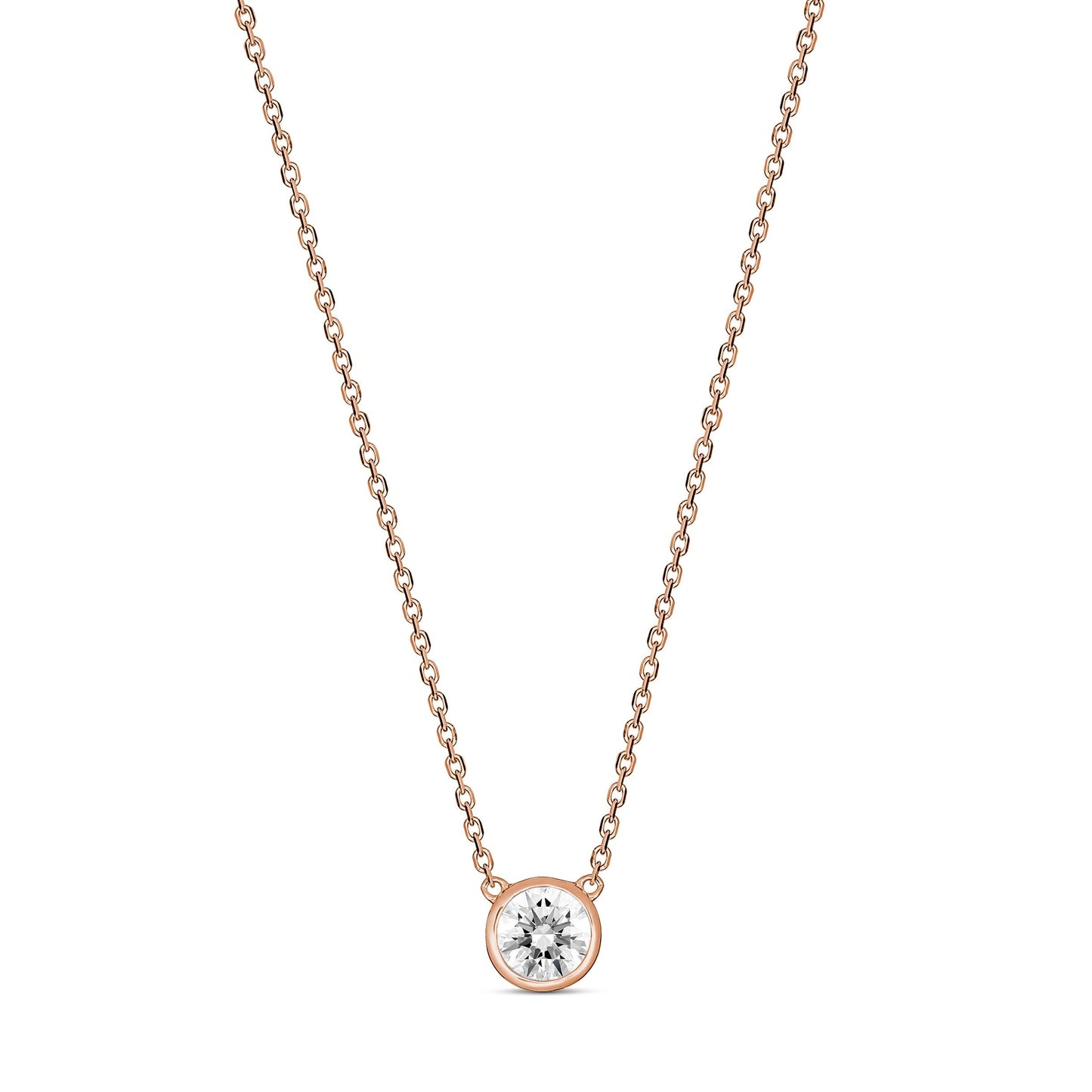 9ct Rose Gold Large Bezel Set Diamond Necklace