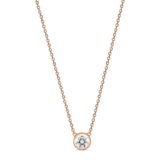 9ct Rose Gold Large Bezel Set Diamond Necklace