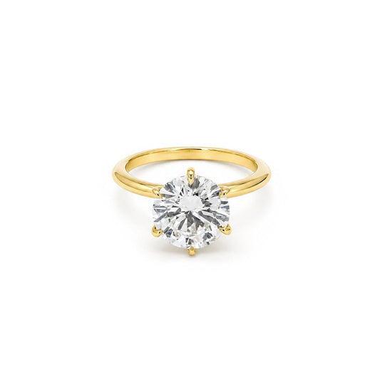 3ct Round Six Claw Solitaire Engagement Ring with Knife Edge Band